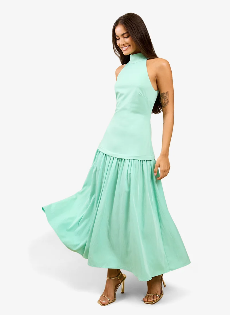 Little Mistress Sage Halter Maxi Dress